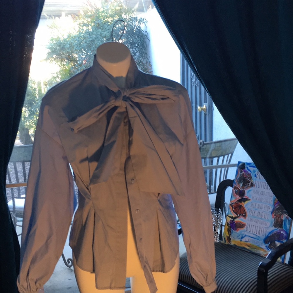 H &M Blouse, tie neck, long sleeved